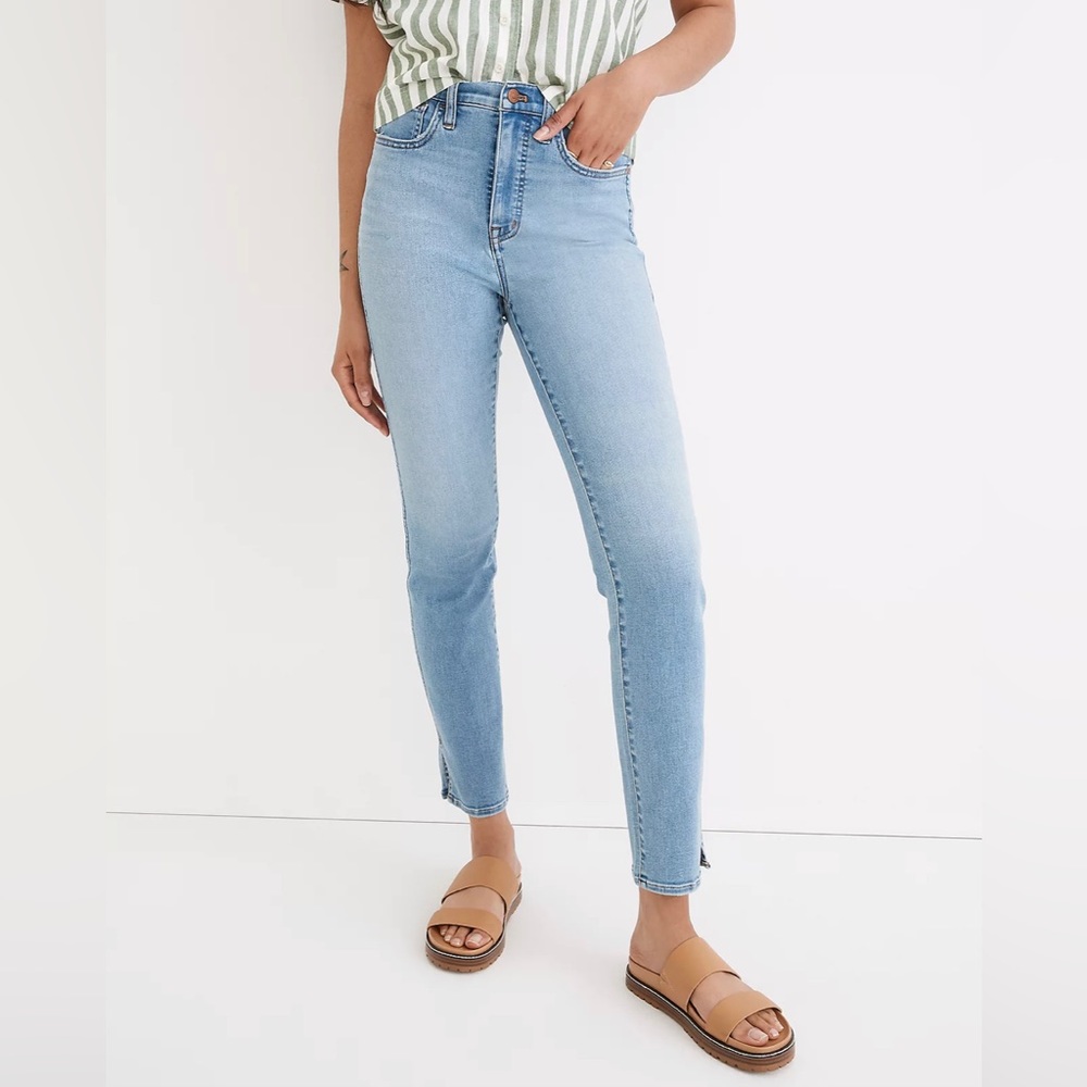 Madewell High-Rise Slim Straight Jeans in Stillwood Wash: Slit-Hem Editi…